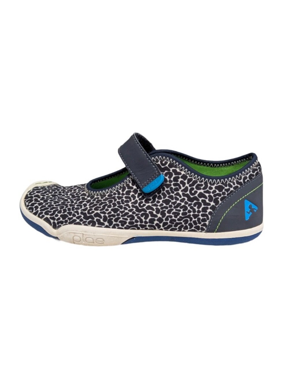 Plae Kids Chloe Mary Jane Sneaker Adjustable Strap Gray Leopard Print Girls Sz 1